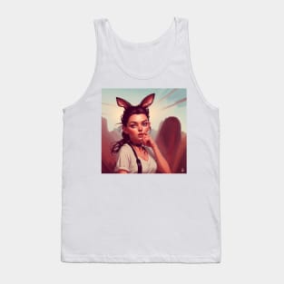 Girl with rabbit ears cover art Tank Top